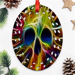 Skulls Multicolor Fractalius Colors Colorful Oval Filigree Ornament (two Sides) by Sapixe