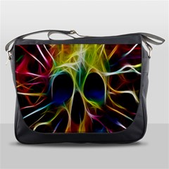 Skulls Multicolor Fractalius Colors Colorful Messenger Bags by Sapixe