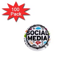 Social Media Computer Internet Typography Text Poster 1  Mini Magnets (100 Pack)  by Sapixe