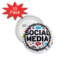 Social Media Computer Internet Typography Text Poster 1 75  Buttons (10 Pack) by Sapixe