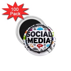 Social Media Computer Internet Typography Text Poster 1 75  Magnets (100 Pack)  by Sapixe