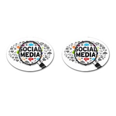 Social Media Computer Internet Typography Text Poster Cufflinks (oval) by Sapixe