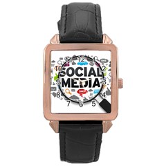 Social Media Computer Internet Typography Text Poster Rose Gold Leather Watch  by Sapixe