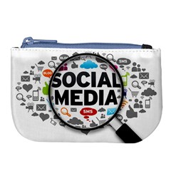 Social Media Computer Internet Typography Text Poster Large Coin Purse by Sapixe