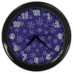 Snowflakes Pattern Wall Clocks (black) by Sapixe