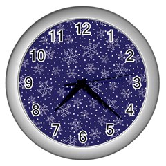 Snowflakes Pattern Wall Clocks (silver)  by Sapixe