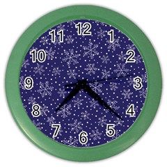 Snowflakes Pattern Color Wall Clocks by Sapixe