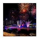 Singapore The Happy New Year Hotel Celebration Laser Light Fireworks Marina Bay Tile Coasters Front