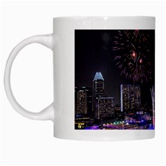 Singapore The Happy New Year Hotel Celebration Laser Light Fireworks Marina Bay White Mugs by Sapixe