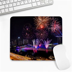 Singapore The Happy New Year Hotel Celebration Laser Light Fireworks Marina Bay Large Mousepads by Sapixe