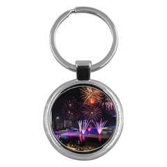 Singapore The Happy New Year Hotel Celebration Laser Light Fireworks Marina Bay Key Chains (round)  by Sapixe