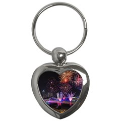 Singapore The Happy New Year Hotel Celebration Laser Light Fireworks Marina Bay Key Chains (heart)  by Sapixe