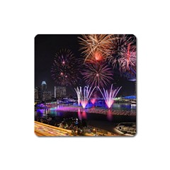 Singapore The Happy New Year Hotel Celebration Laser Light Fireworks Marina Bay Square Magnet by Sapixe