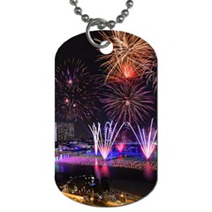 Singapore The Happy New Year Hotel Celebration Laser Light Fireworks Marina Bay Dog Tag (one Side) by Sapixe