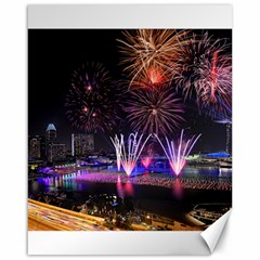 Singapore The Happy New Year Hotel Celebration Laser Light Fireworks Marina Bay Canvas 16  X 20   by Sapixe