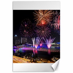 Singapore The Happy New Year Hotel Celebration Laser Light Fireworks Marina Bay Canvas 24  X 36  by Sapixe