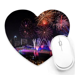 Singapore The Happy New Year Hotel Celebration Laser Light Fireworks Marina Bay Heart Mousepads by Sapixe