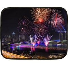 Singapore The Happy New Year Hotel Celebration Laser Light Fireworks Marina Bay Fleece Blanket (mini) by Sapixe