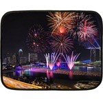 Singapore The Happy New Year Hotel Celebration Laser Light Fireworks Marina Bay Fleece Blanket (Mini) 35 x27  Blanket