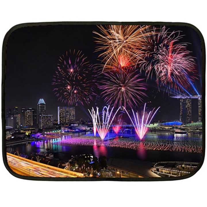 Singapore The Happy New Year Hotel Celebration Laser Light Fireworks Marina Bay Fleece Blanket (Mini)