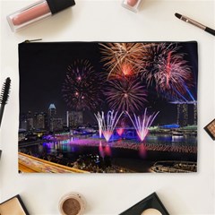 Singapore The Happy New Year Hotel Celebration Laser Light Fireworks Marina Bay Cosmetic Bag (xl) by Sapixe