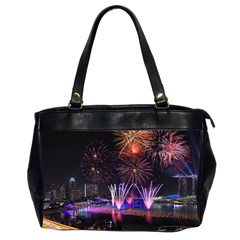 Singapore The Happy New Year Hotel Celebration Laser Light Fireworks Marina Bay Office Handbags (2 Sides)  by Sapixe