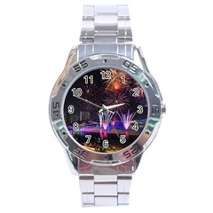 Singapore The Happy New Year Hotel Celebration Laser Light Fireworks Marina Bay Stainless Steel Analogue Watch by Sapixe