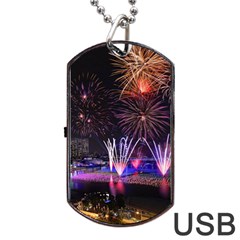 Singapore The Happy New Year Hotel Celebration Laser Light Fireworks Marina Bay Dog Tag Usb Flash (one Side) by Sapixe