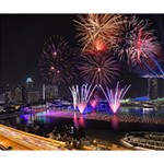 Singapore The Happy New Year Hotel Celebration Laser Light Fireworks Marina Bay Deluxe Canvas 14  x 11  14  x 11  x 1.5  Stretched Canvas