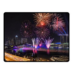 Singapore The Happy New Year Hotel Celebration Laser Light Fireworks Marina Bay Double Sided Fleece Blanket (small)  by Sapixe