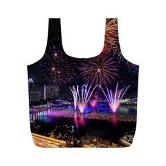 Singapore The Happy New Year Hotel Celebration Laser Light Fireworks Marina Bay Full Print Recycle Bags (m)  by Sapixe