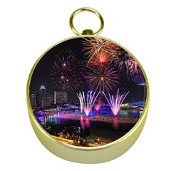 Singapore The Happy New Year Hotel Celebration Laser Light Fireworks Marina Bay Gold Compasses by Sapixe