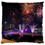 Singapore The Happy New Year Hotel Celebration Laser Light Fireworks Marina Bay Large Flano Cushion Case (Two Sides) Front