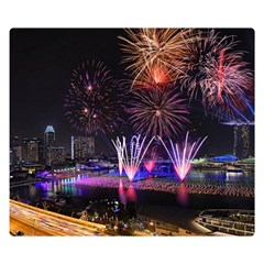 Singapore The Happy New Year Hotel Celebration Laser Light Fireworks Marina Bay Double Sided Flano Blanket (small)  by Sapixe