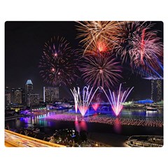 Singapore The Happy New Year Hotel Celebration Laser Light Fireworks Marina Bay Double Sided Flano Blanket (medium)  by Sapixe