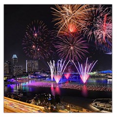 Singapore The Happy New Year Hotel Celebration Laser Light Fireworks Marina Bay Large Satin Scarf (square) by Sapixe