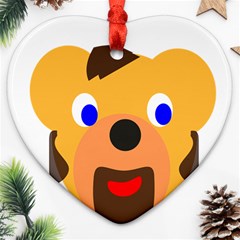 Solidarity Clipart Bear Head Teddy Bear Xmas Christmas Stuffed Animal Heart Ornament (two Sides) by Sapixe