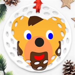 Solidarity Clipart Bear Head Teddy Bear Xmas Christmas Stuffed Animal Round Filigree Ornament (two Sides) by Sapixe