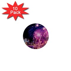 Singapore New Years Eve Holiday Fireworks City At Night 1  Mini Magnet (10 pack) 