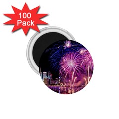 Singapore New Years Eve Holiday Fireworks City At Night 1.75  Magnets (100 pack) 