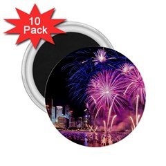 Singapore New Years Eve Holiday Fireworks City At Night 2.25  Magnets (10 pack) 