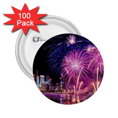 Singapore New Years Eve Holiday Fireworks City At Night 2.25  Buttons (100 pack) 