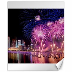 Singapore New Years Eve Holiday Fireworks City At Night Canvas 11  x 14  