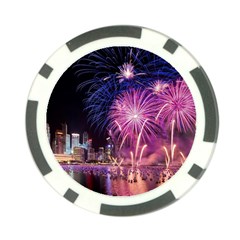 Singapore New Years Eve Holiday Fireworks City At Night Poker Chip Card Guard