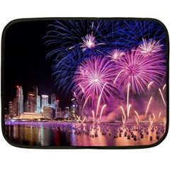 Singapore New Years Eve Holiday Fireworks City At Night Fleece Blanket (Mini)