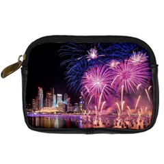 Singapore New Years Eve Holiday Fireworks City At Night Digital Camera Cases