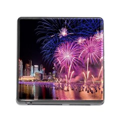 Singapore New Years Eve Holiday Fireworks City At Night Memory Card Reader (Square)