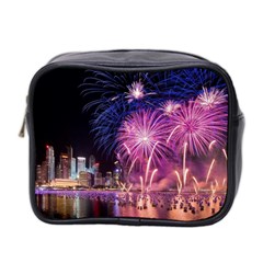 Singapore New Years Eve Holiday Fireworks City At Night Mini Toiletries Bag 2-Side