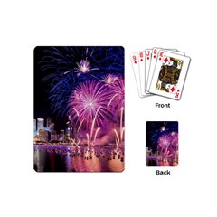 Singapore New Years Eve Holiday Fireworks City At Night Playing Cards (Mini) 