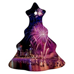 Singapore New Years Eve Holiday Fireworks City At Night Ornament (Christmas Tree) 